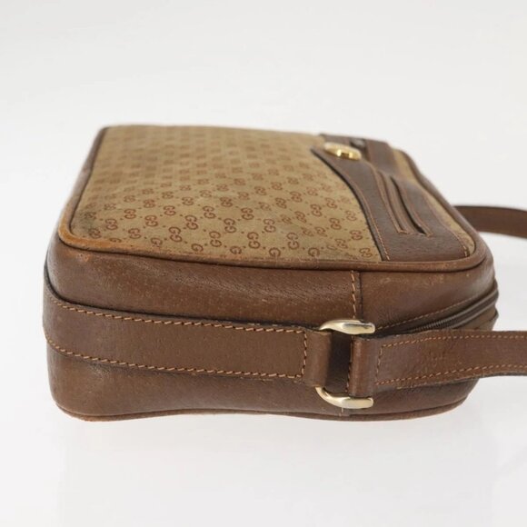 GUCCI Micro GG Canvas Shoulder Bag Suede Beige Gold Auth BA6442 - Picture 6 of 16